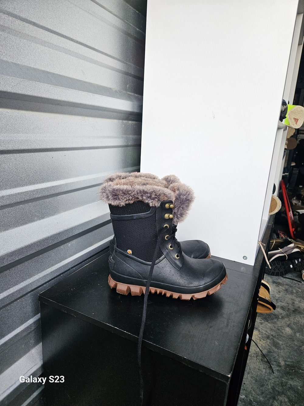 BOGS Arcata Knit Women's 6 Waterproof Winter Snow Boots Faux Fur Black